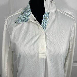 Essex Classics White Long Sleeve Shirt with Striped Collar Size Medium CB-109